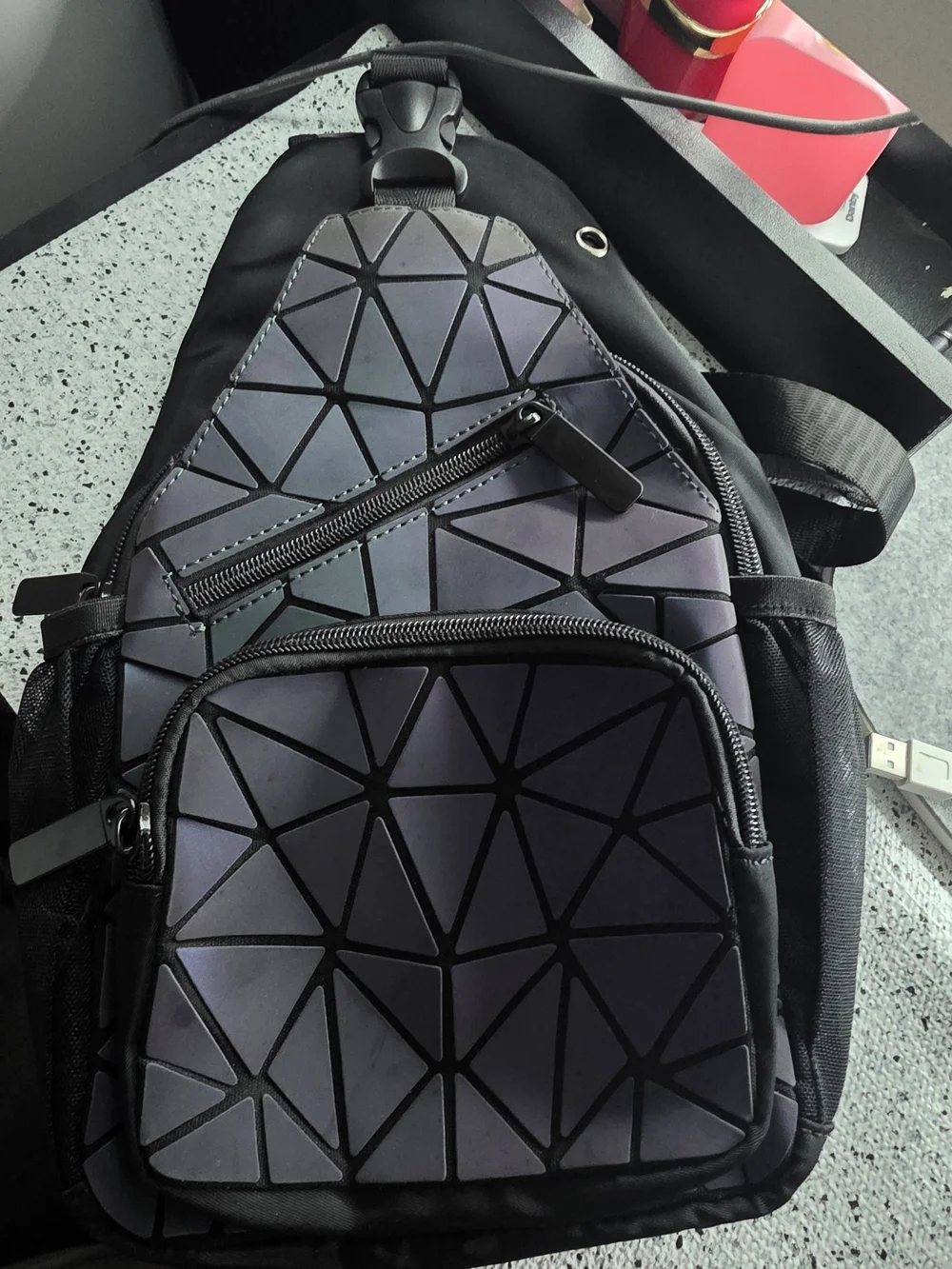 Iridescent Geometric Sling Bag - Multicolor